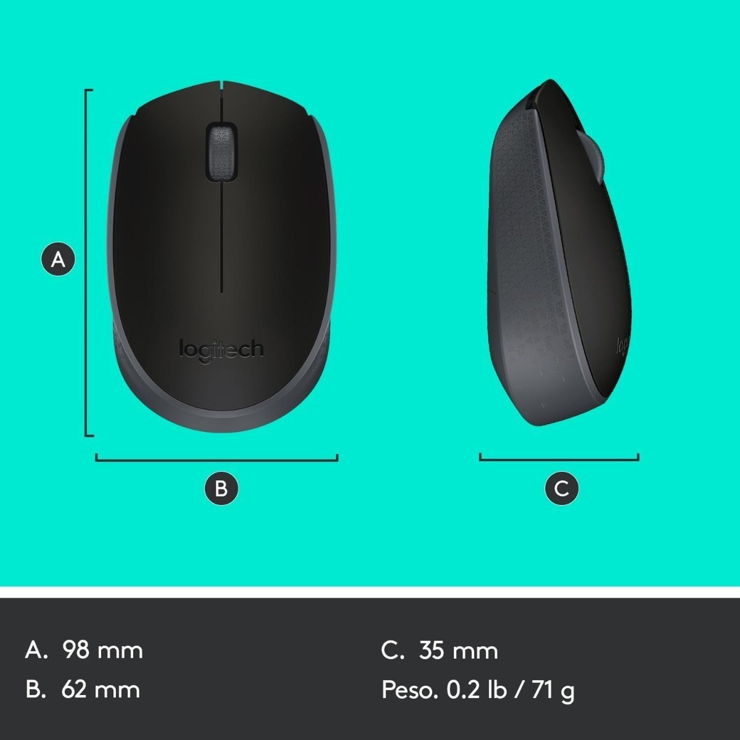 Mouse Inalambrico Logitech M170 Negro Larga Durarion-3