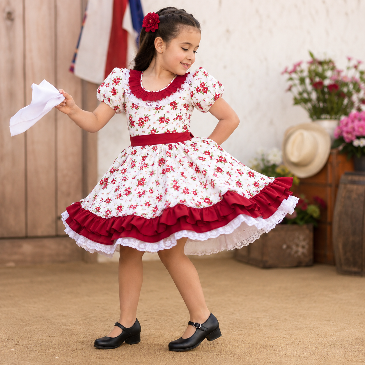 Zapatos Folclóricos Huasa Niña Con Taco 7290-3
