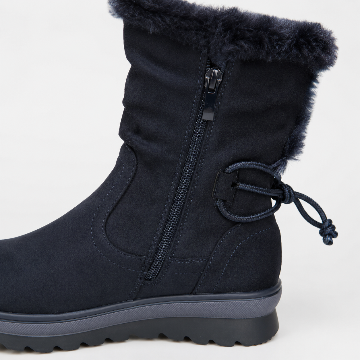 Bota Mujer Invierno Negra Caña Media y Suela Antideslizante-6
