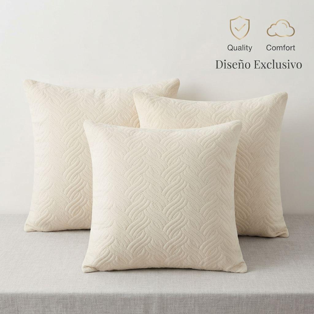 Funda Decorativa Plush Blanca Texturizada Pack de 3 046-3
