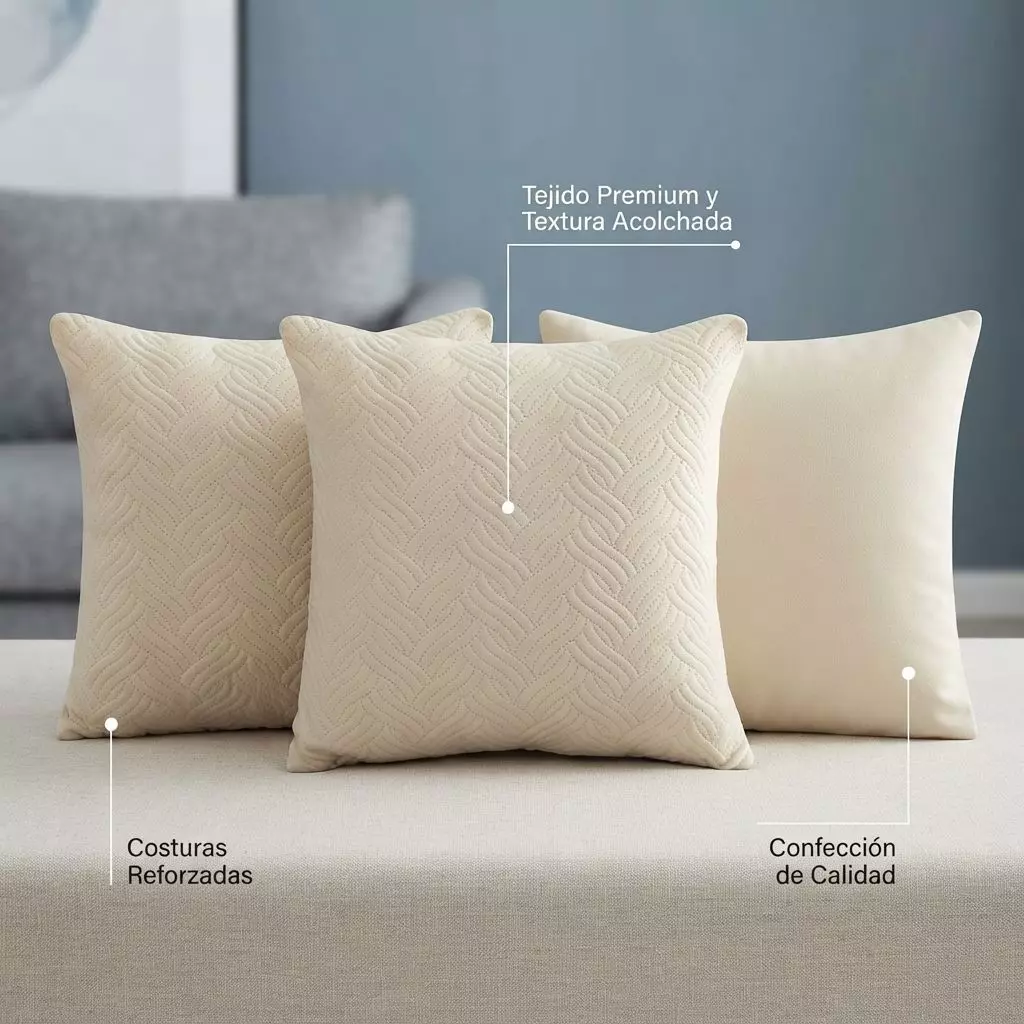 Funda Decorativa Plush Blanca Texturizada Pack de 3 046-4