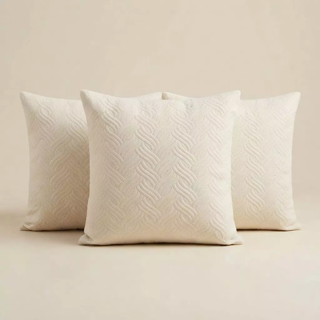 Funda Decorativa Plush Blanca Texturizada Pack de 3 046-5