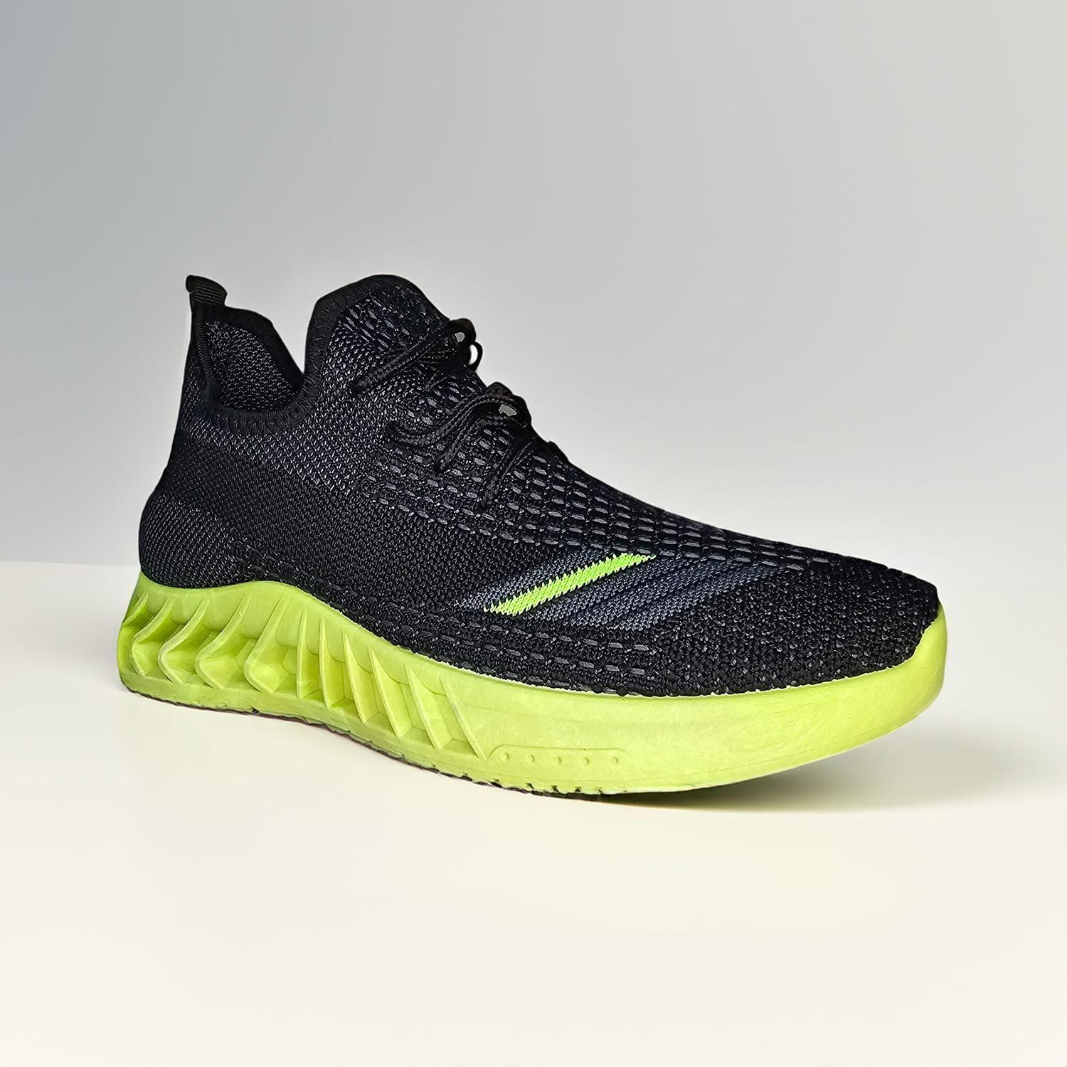 Zapatillas Deportivas Transpirables Caminar Verde Negro 7609-4