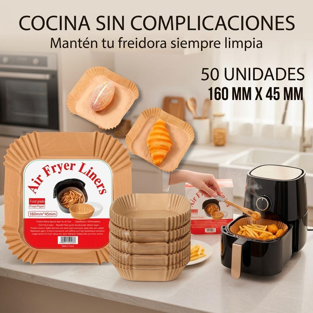 Moldes De Papel 50 Un Para Freidora De Aire 160 X 45 Mm cuadrado Elegante-2