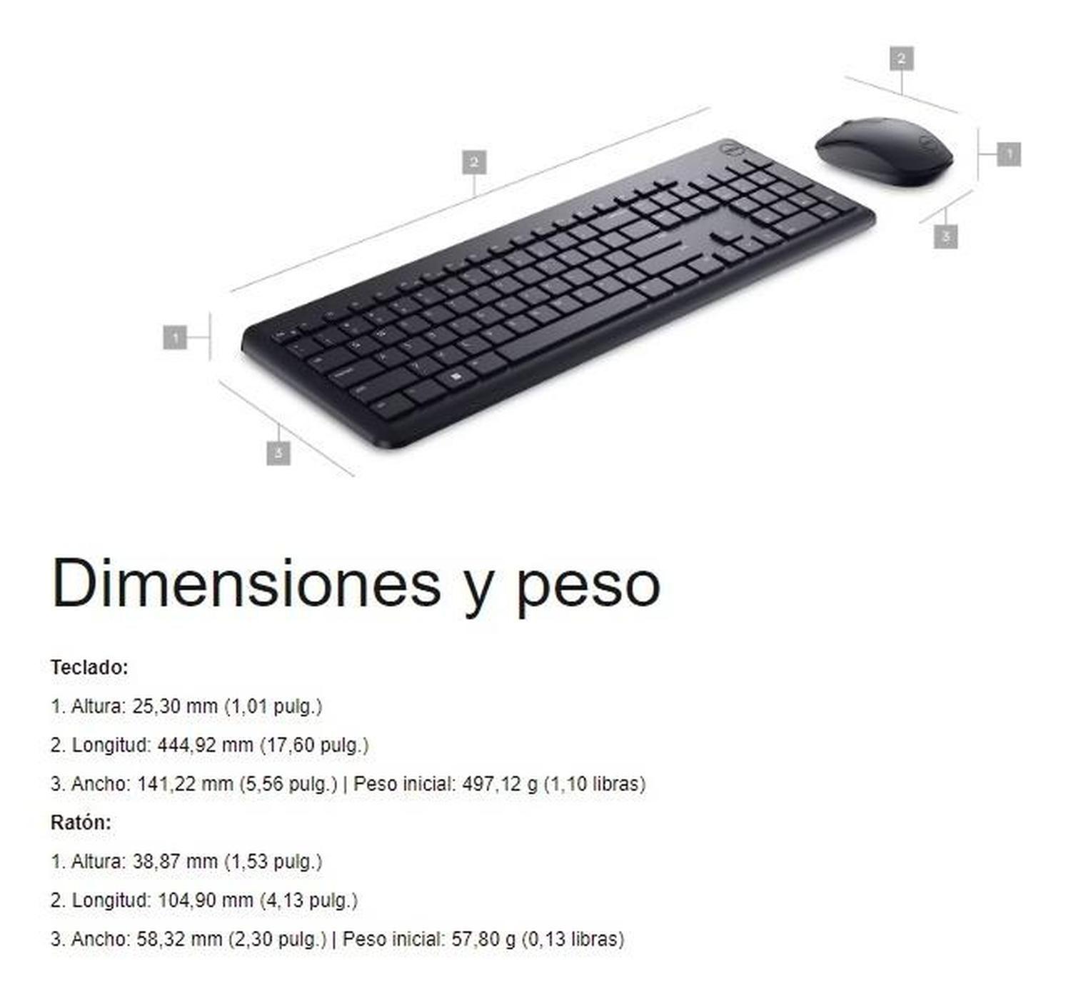 Kit Dell Mouse + Teclado Inalámbrico, Negro Km3322w Español-2