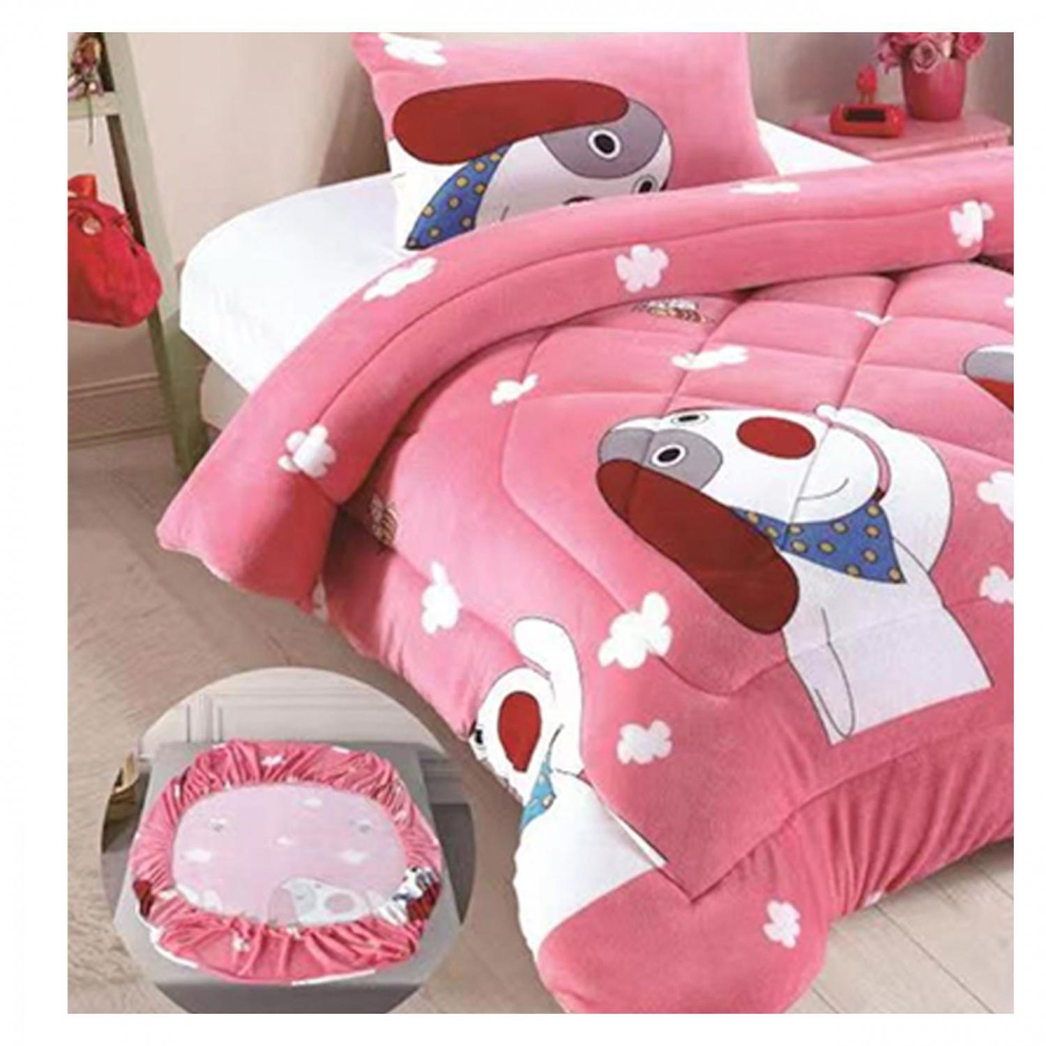 Cobertor de Chiporro y Sabana Bajera de Polar Infantil 1.5 Plazas Perro-1