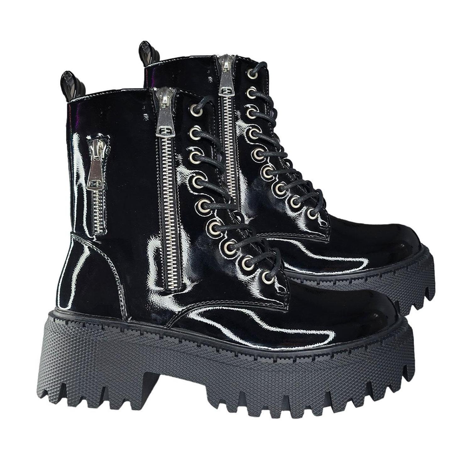 Botines Negros con Plataforma Mujer Tendencia y Confort 7534-2