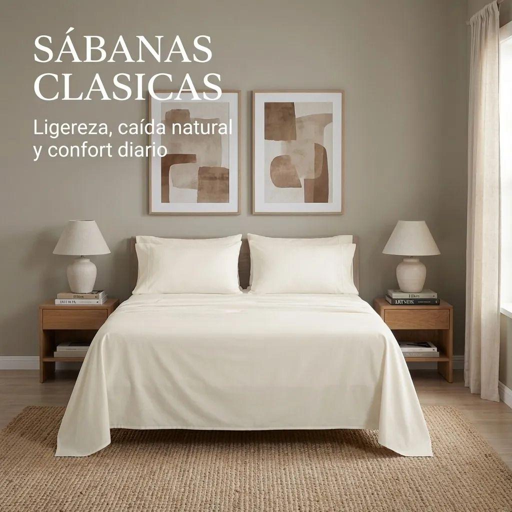 Juego De Sabanas Crema 2 Plazas 4 Piezas 044 para Hogar-4