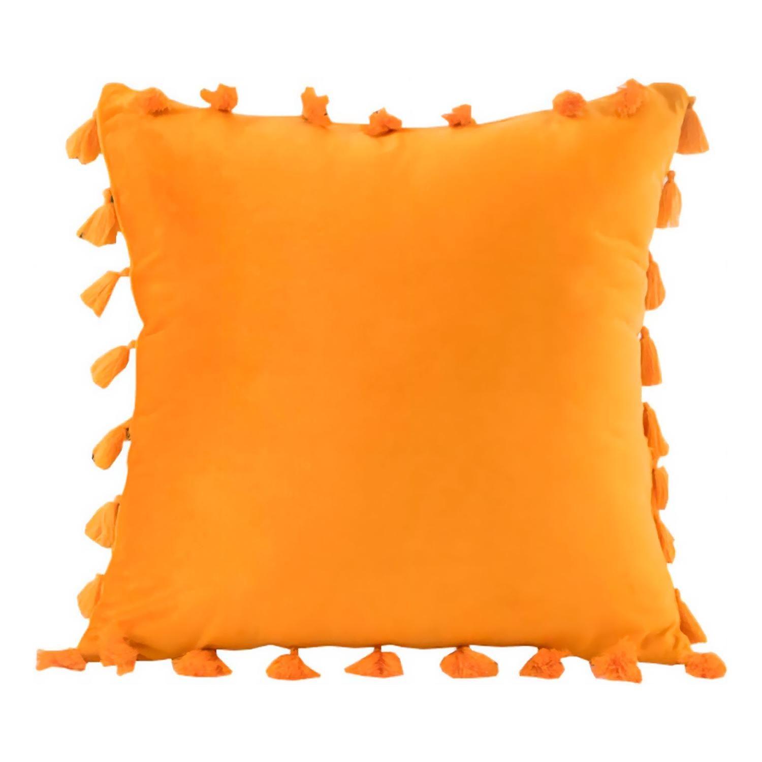 Fundas Para Cojín 45x45 Decorativas Con Borla Amarillo Pack 4U-1