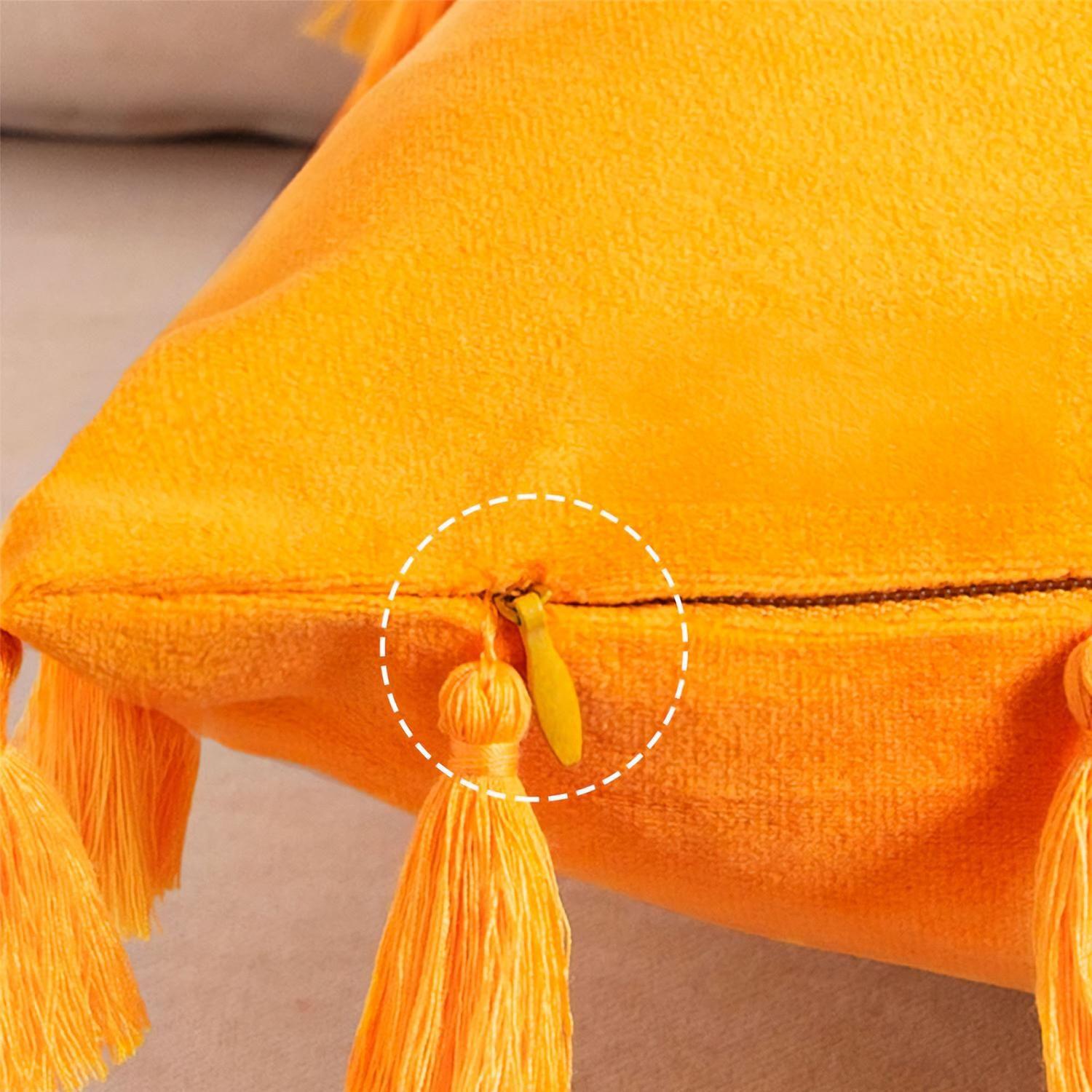 Fundas Para Cojín 45x45 Decorativas Con Borla Amarillo Pack 4U-2