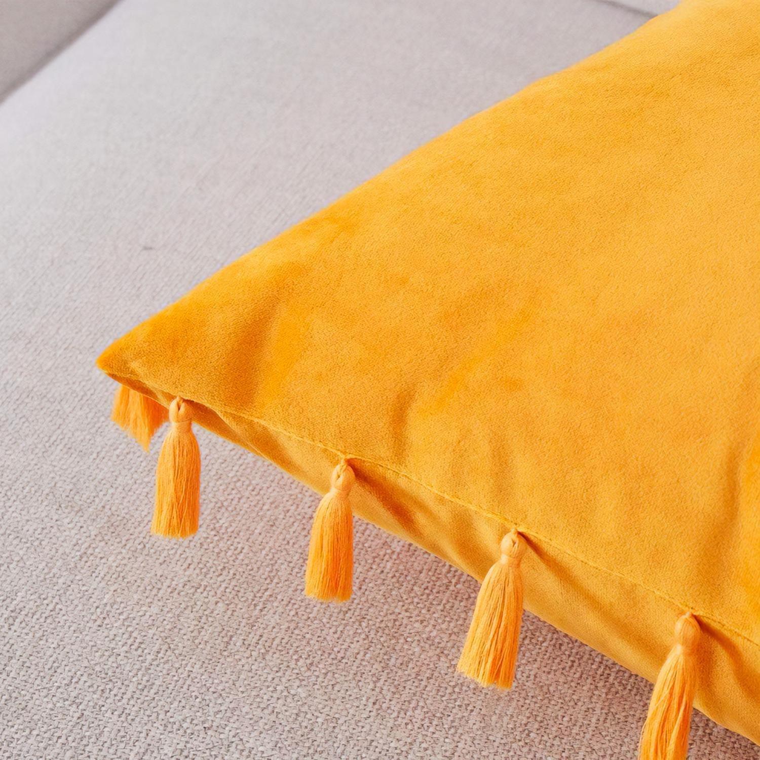 Fundas Para Cojín 45x45 Decorativas Con Borla Amarillo Pack 4U-3