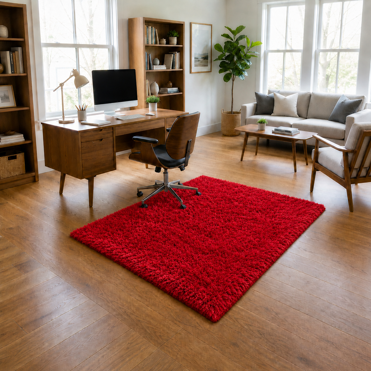 Alfombra Armonia Roja Peluda de 150x200 cm Poliéster Rectangular 026-6
