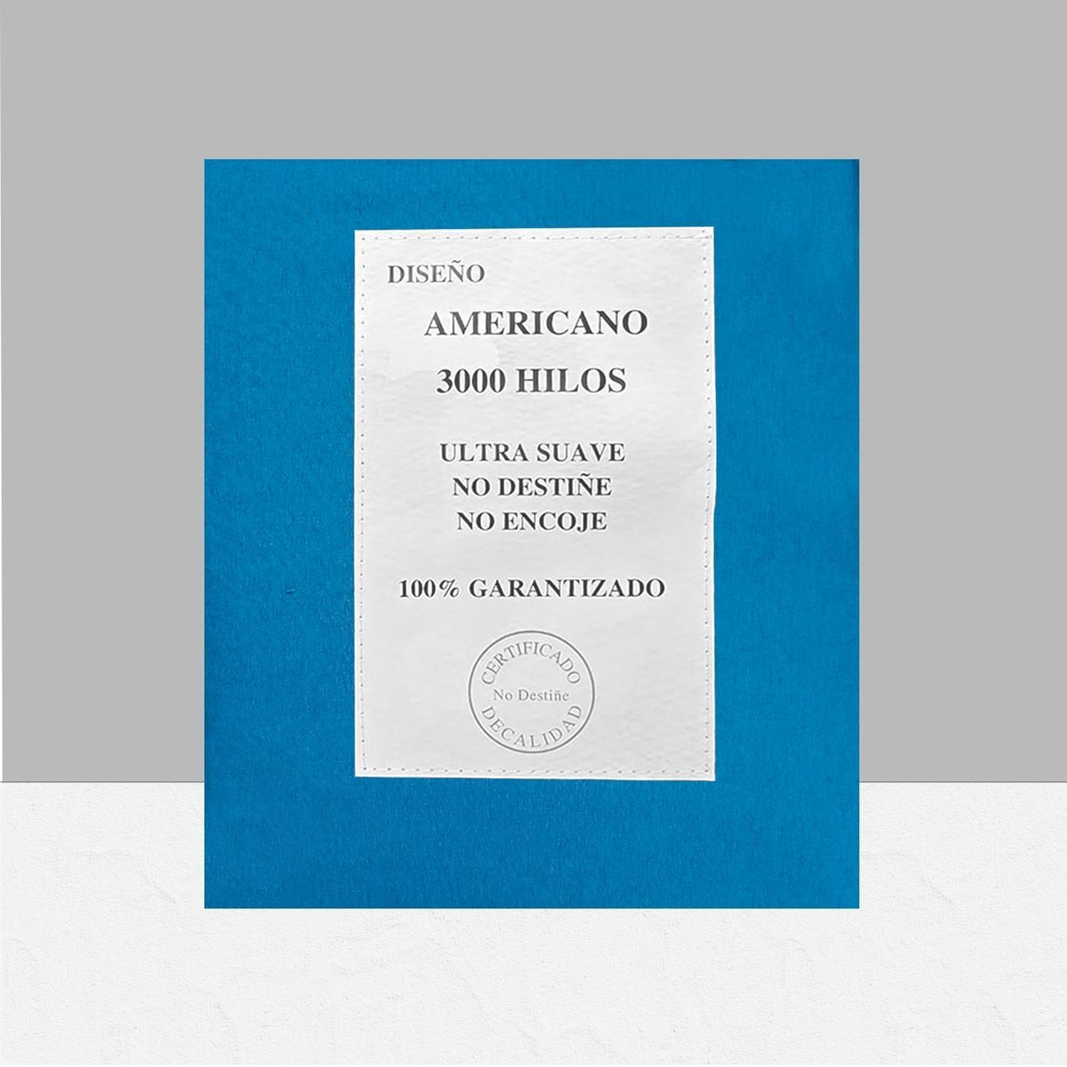 Sábanas 3000 Hilos 1.5 plazas Diseño Americano Azul-3