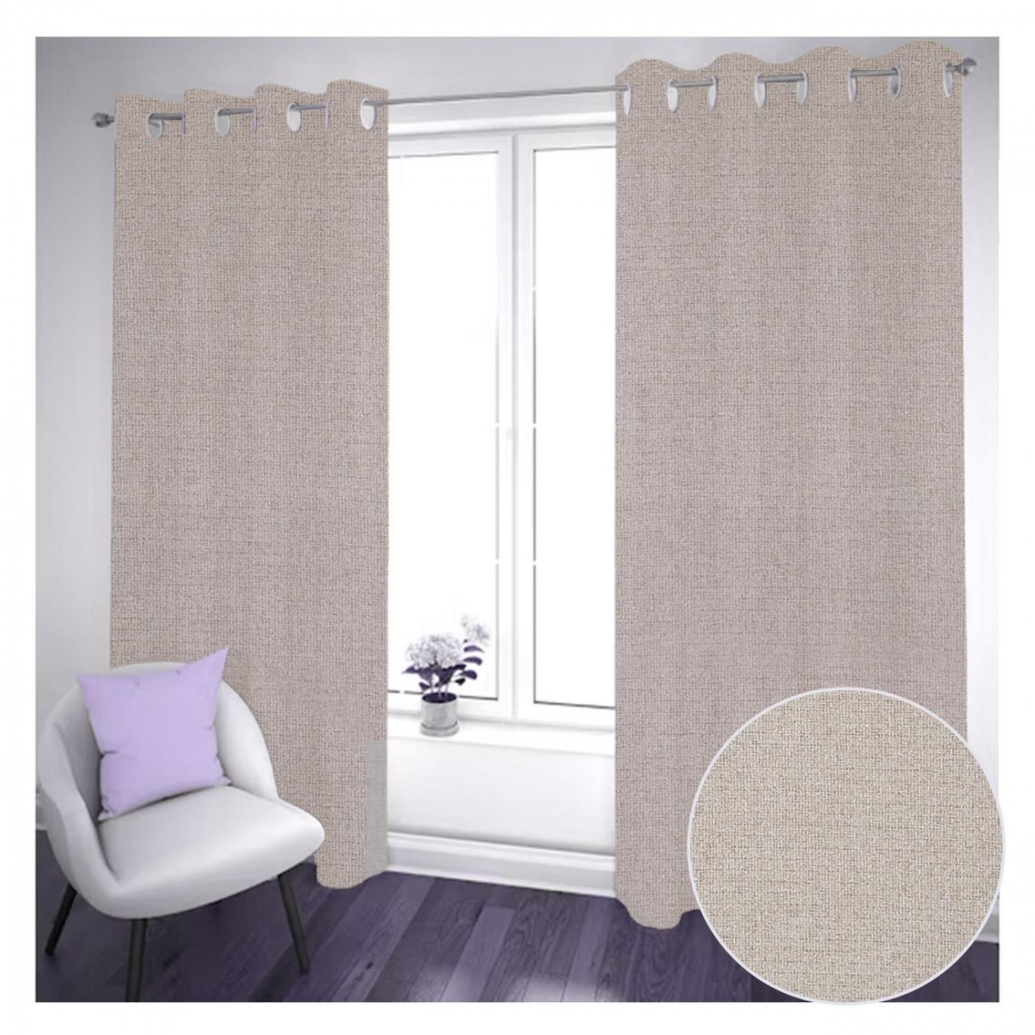 Cortina Black Out 2 Paños Decorativa Beige Textura N°20 (140X230)-0