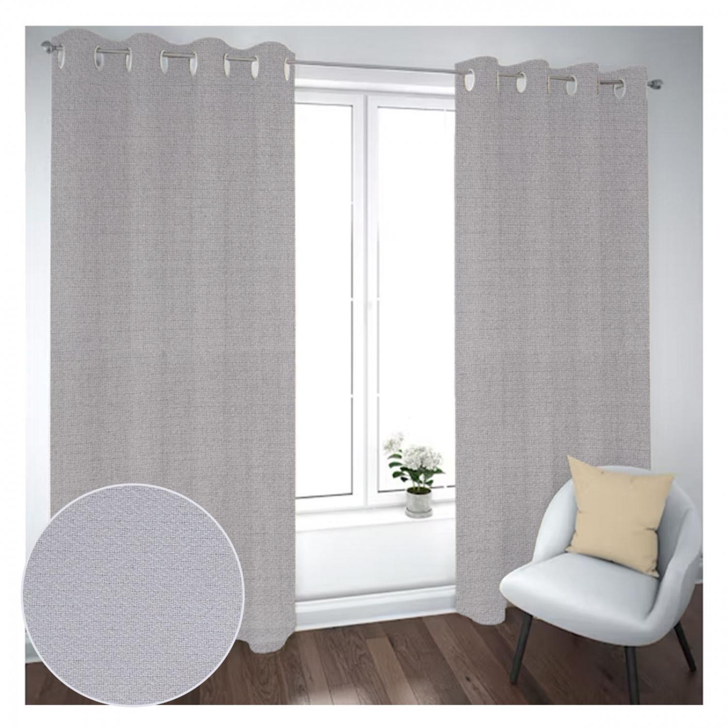 Cortina Black Out 2 Paños Decorativa Gris Diseño N°30(140X230)-0