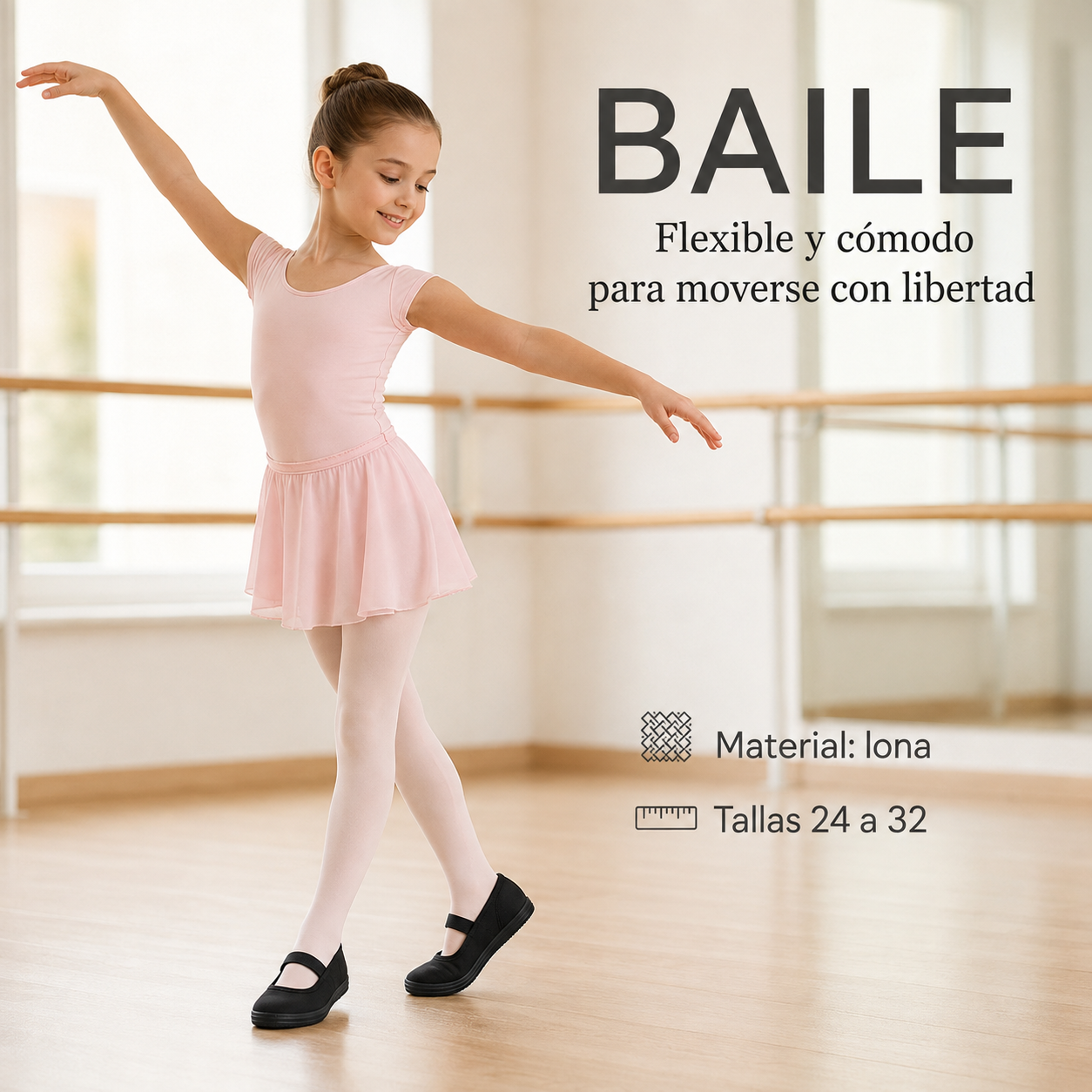 Balerina Infantil de Lona Multiuso para Cueca, Colegio y Uso Diario 7018-7