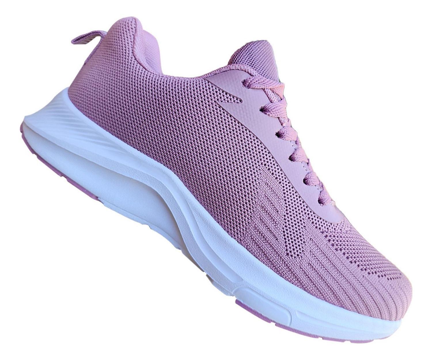 Zapatilla Mujer Deportiva Ligera Comoda Con Malla Rosa 7451-0