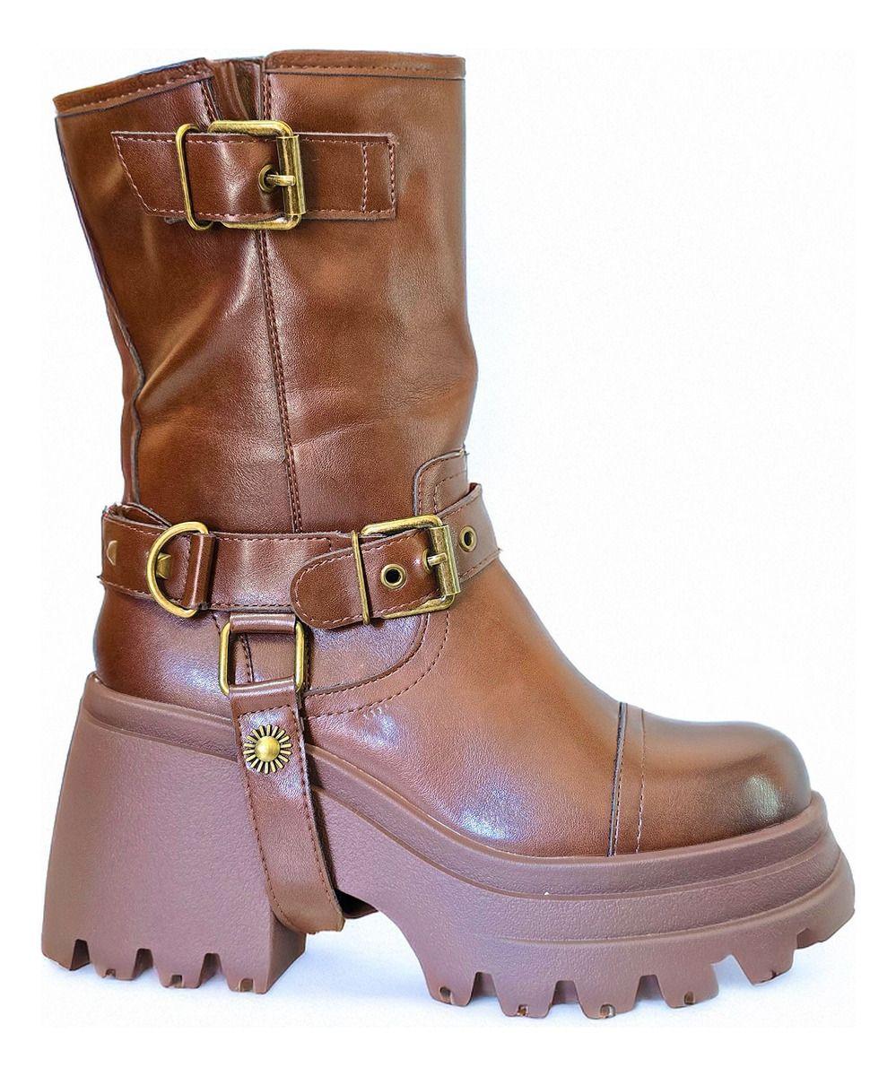 Bototos Café Mujer | Tendencia con Caña y Suela Gruesa - 7655-1