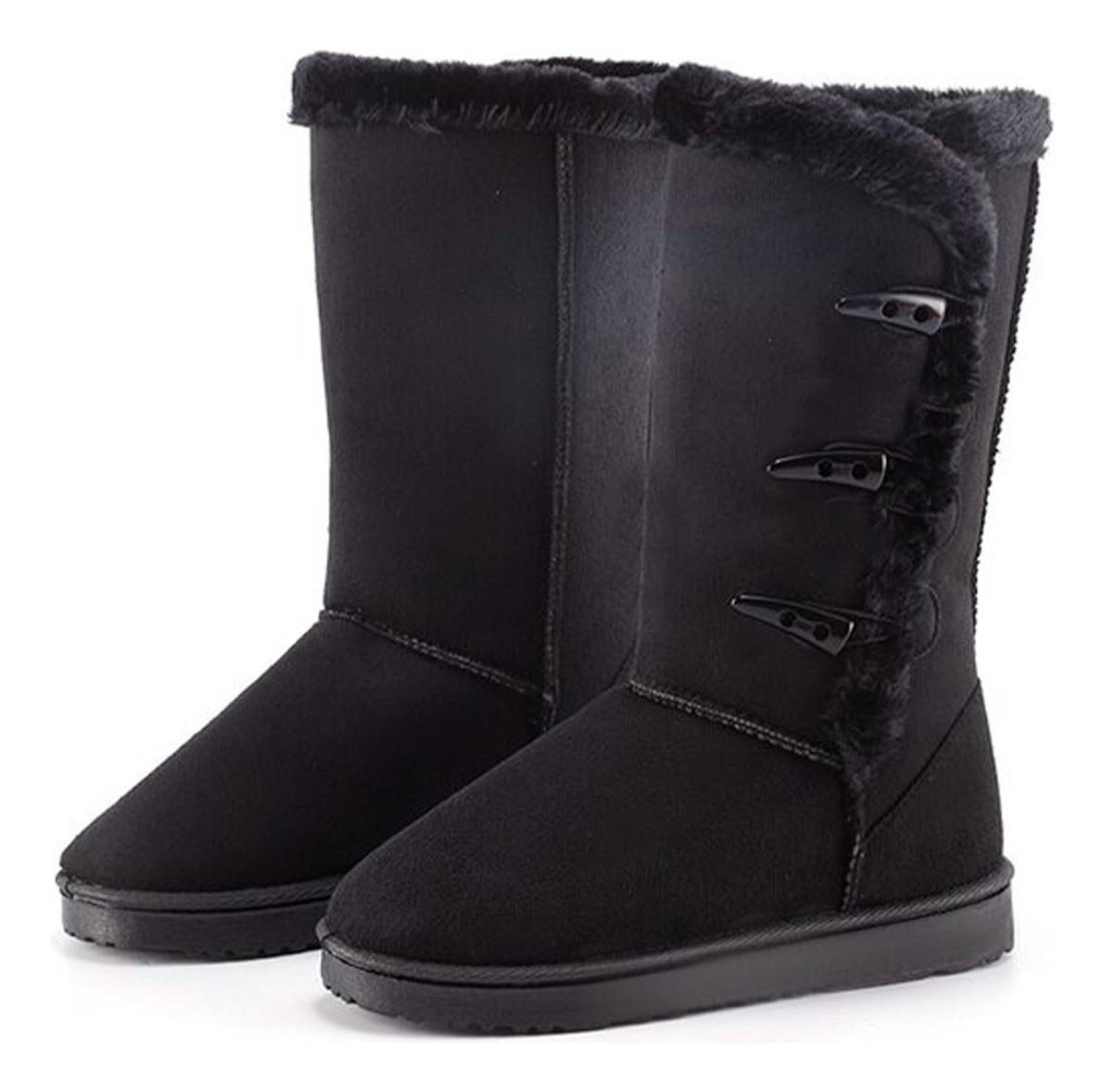 Botines Mujer Invierno Con Chiporro Abrigadores Negro - 7185-1