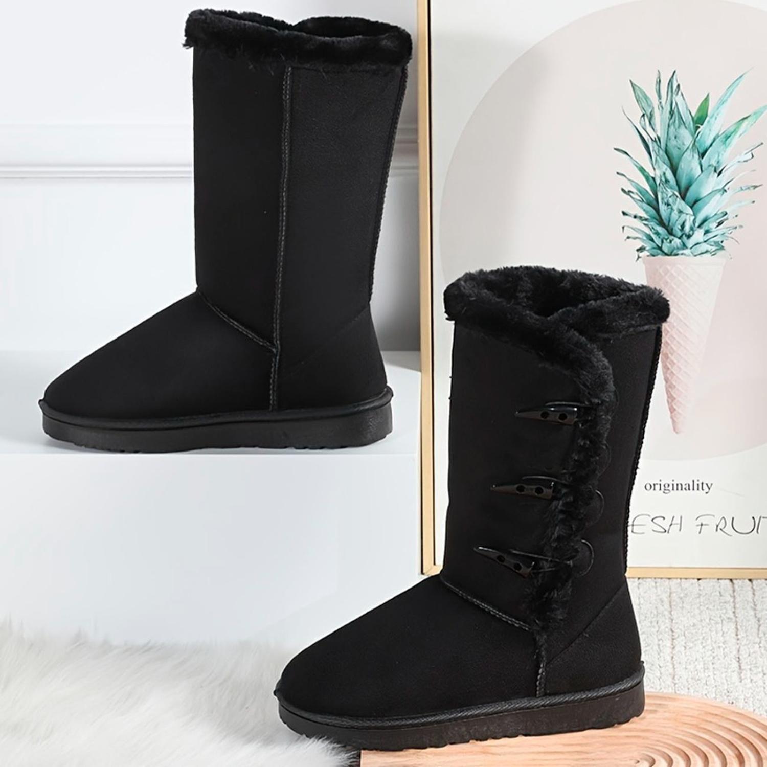 Botines Mujer Invierno Con Chiporro Abrigadores Negro - 7185-2