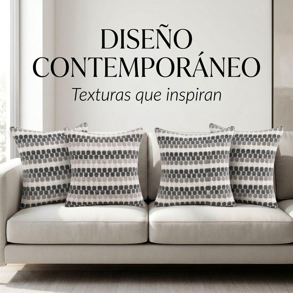 Set 4 Funda Para Cojín Diseño Geométrico Gris 45x45 cm - 012-3