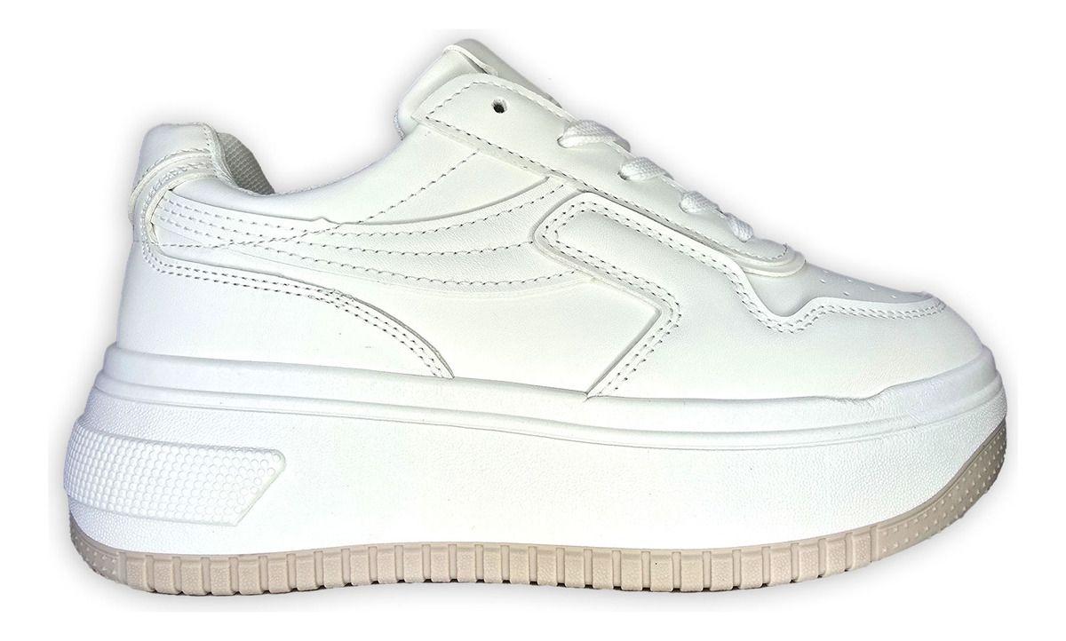 Zapatillas Plataforma Blanca | Urbanas Livianas Mujer - 7696-1
