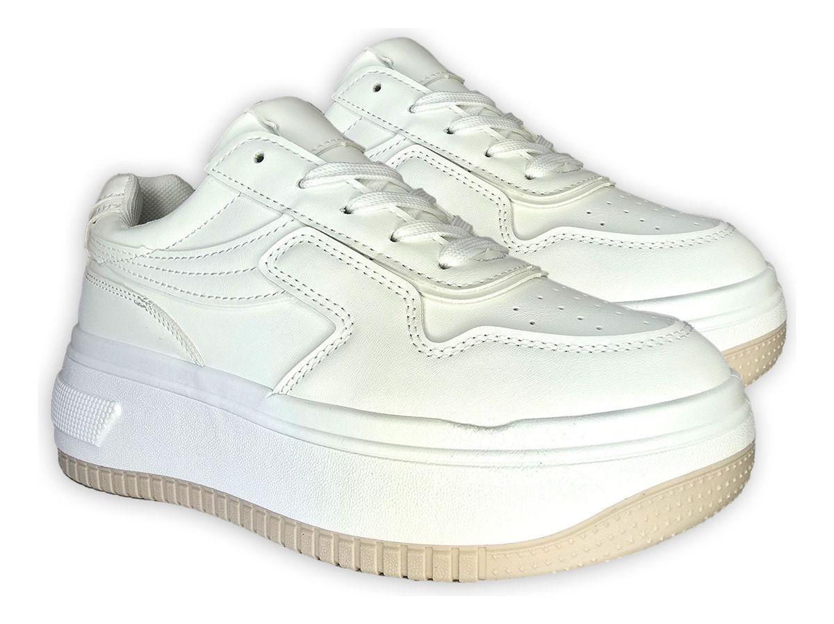 Zapatillas Plataforma Blanca | Urbanas Livianas Mujer - 7696-2
