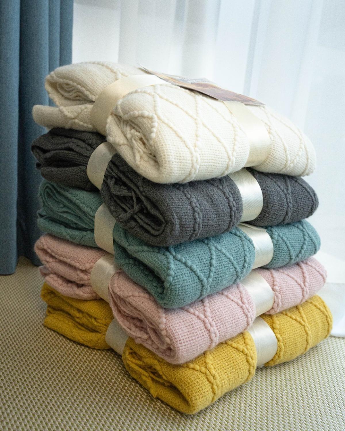 Manta De Lino Moderna Interior Piecera - Sofa Rombos Kaky-2