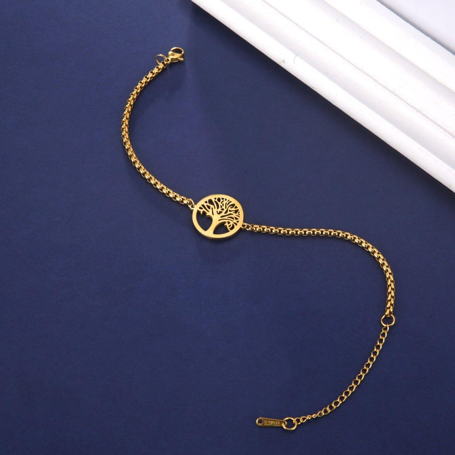 Pulsera Arbol de la Vida Dorado Acero-1