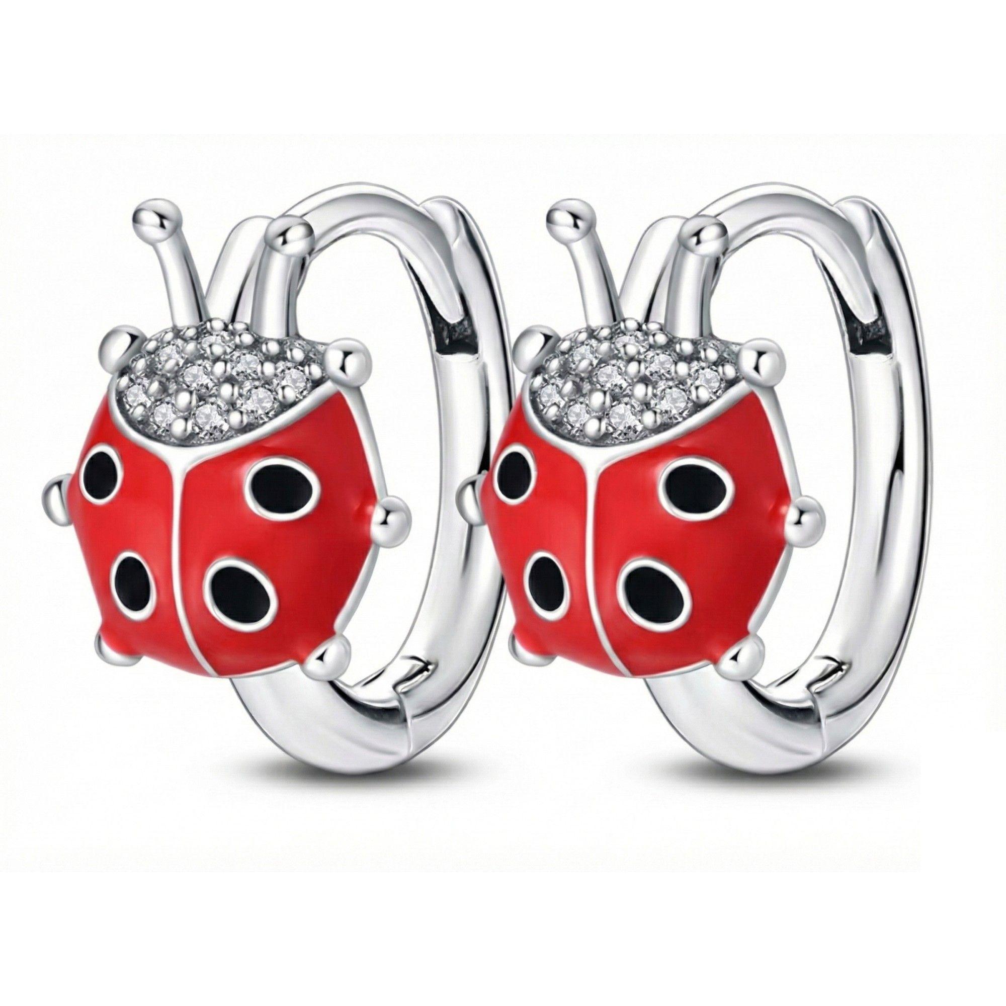Aros Plata 925 Mariquita Argolla 14mm-0