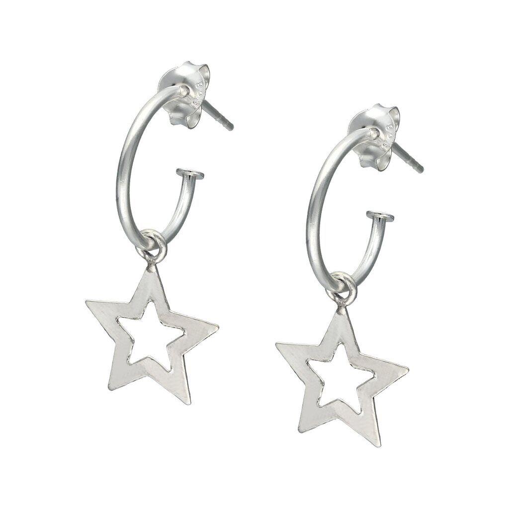 Aros Plata 925 Estrella Semi Argolla-0