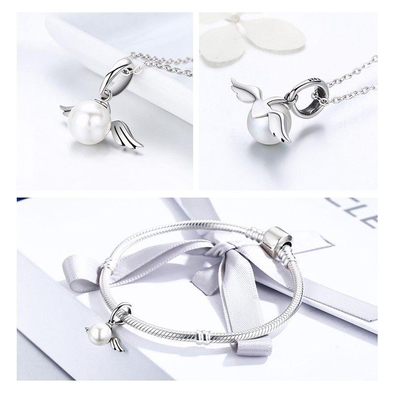 Charm Dije Plata 925 Alas de Angel Perla-2