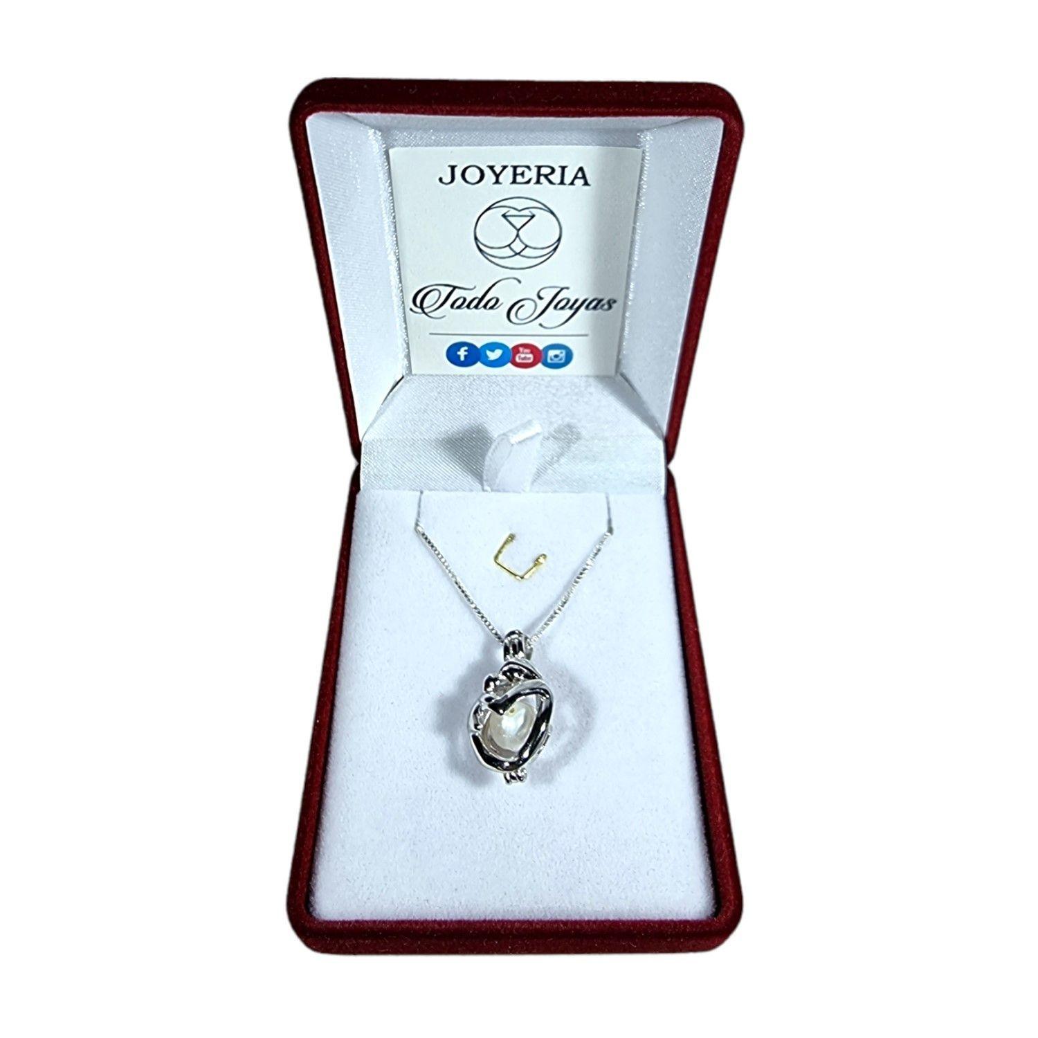 Collar Plata 925 Ovalo Mama Hijo Perla-1