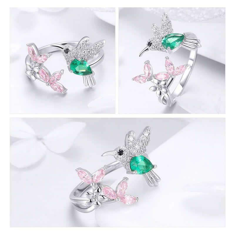 Anillo Plata 925 Colibri Picaflor Circones-3