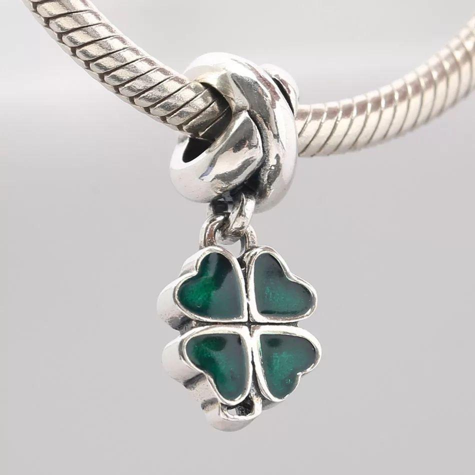 Charm Dije Plata 925 Trebol Verde 698-3
