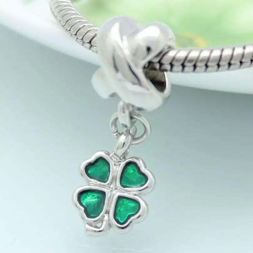 Charm Dije Plata 925 Trebol Verde 698-2