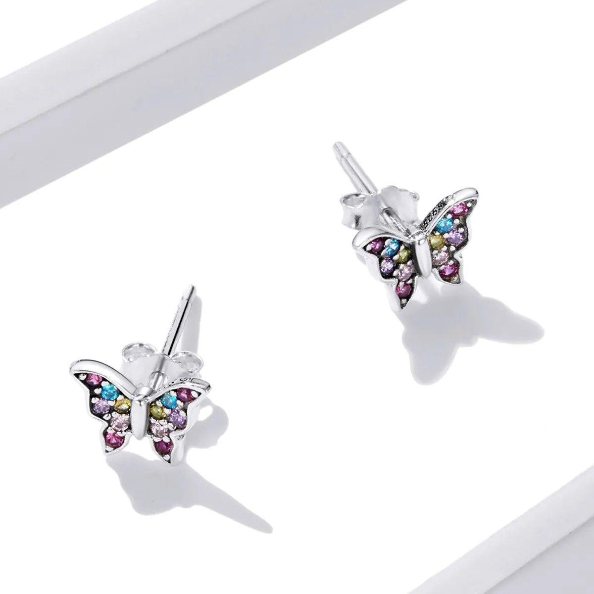 Aros Plata 925 Mini Mariposa Multicolor-2