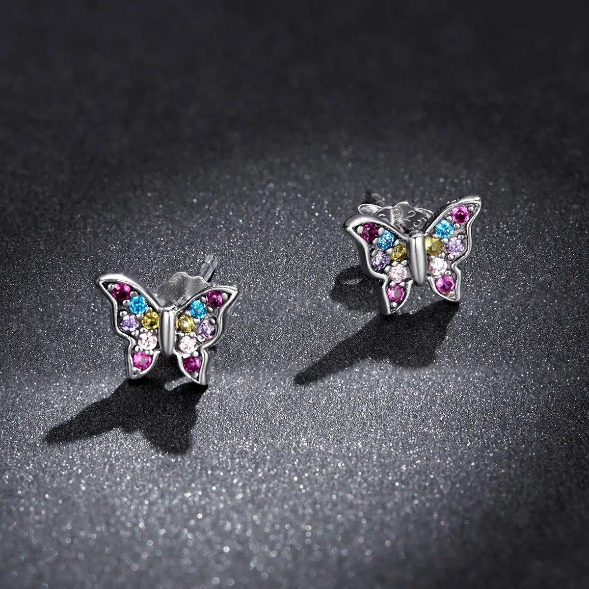 Aros Plata 925 Mini Mariposa Multicolor-6