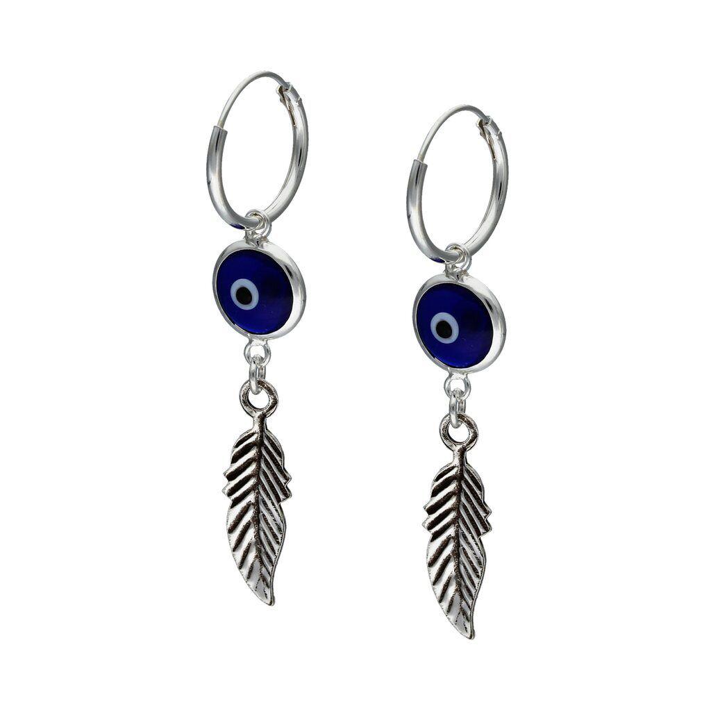 Aros Plata 925 Ojo Turco Pluma-0
