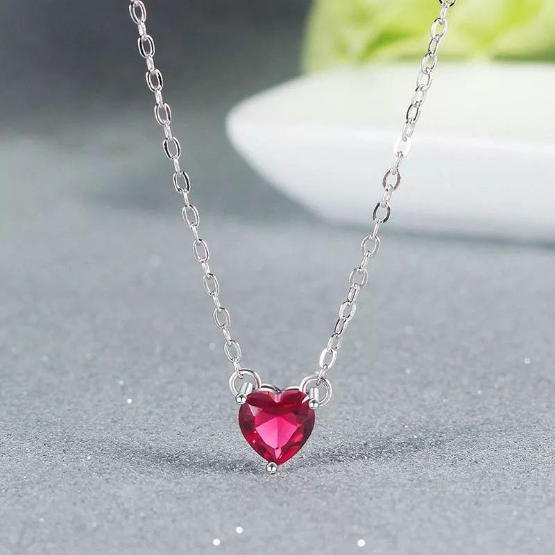 Collar Mini Corazon Cristal Rojo-3