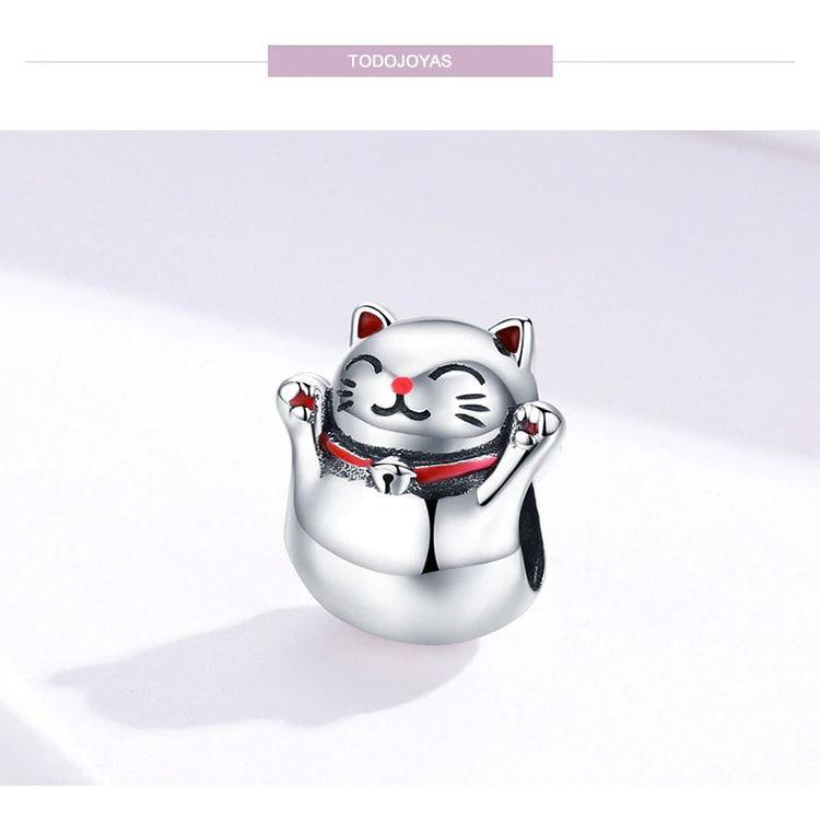 Charm Dije Plata 925 Gato Maneki Neko-2