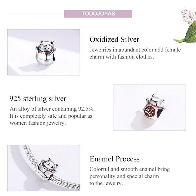 Charm Dije Plata 925 Gato Maneki Neko-4