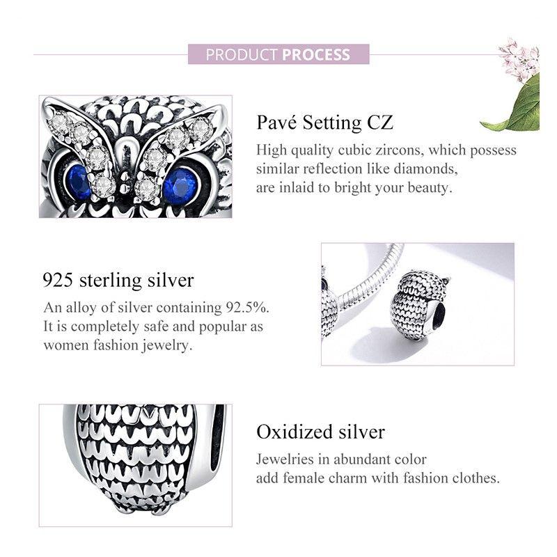 Charm Dije Plata 925 Buho Plateado-4