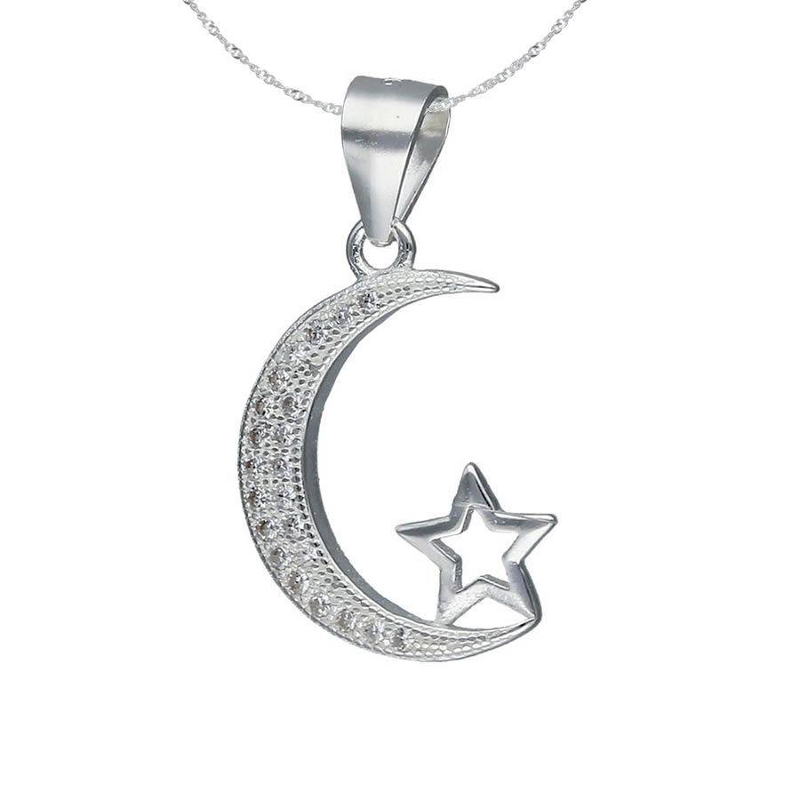 Collar Plata 925 Luna y Estrella-0