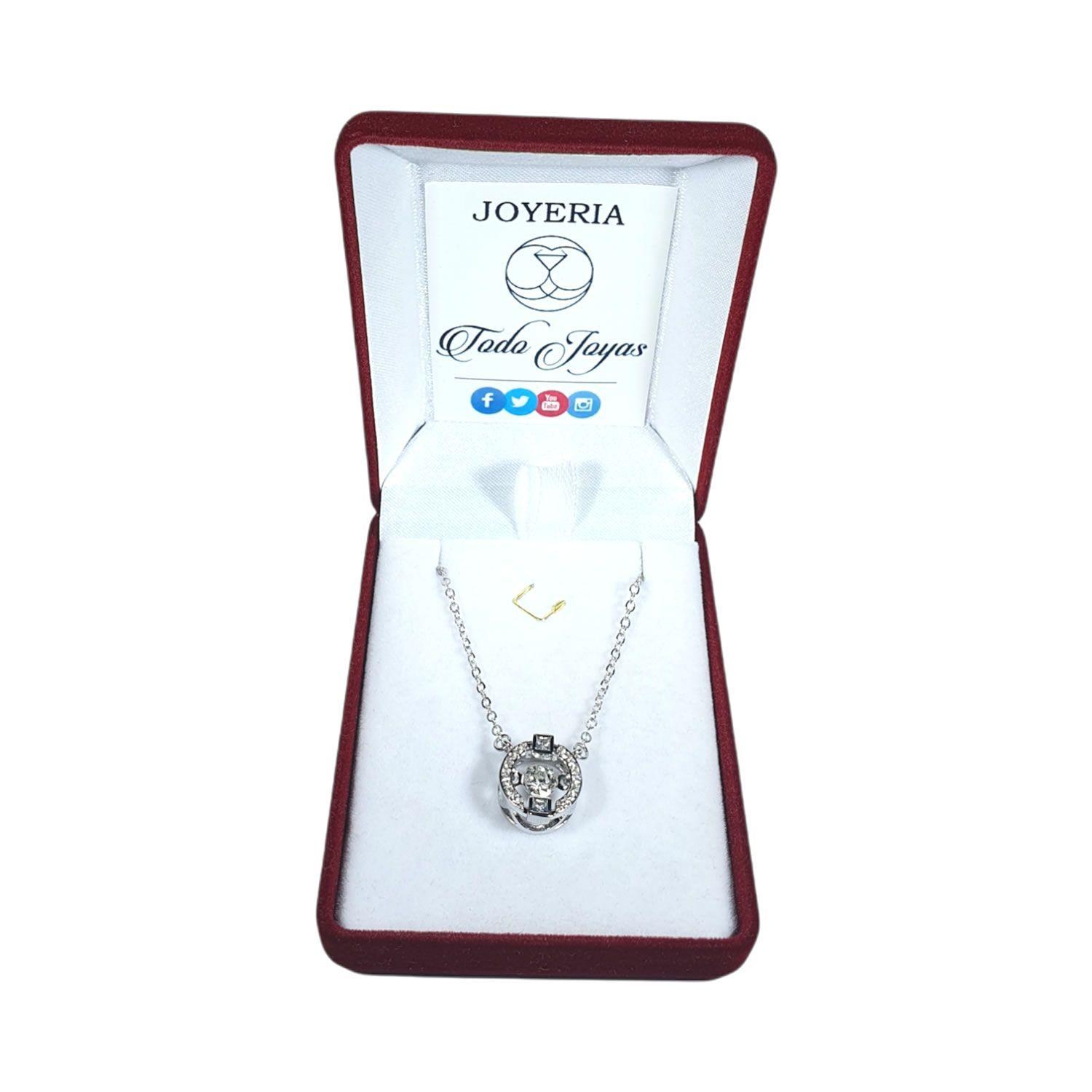 Collar Circulo con Circones Plateado-1