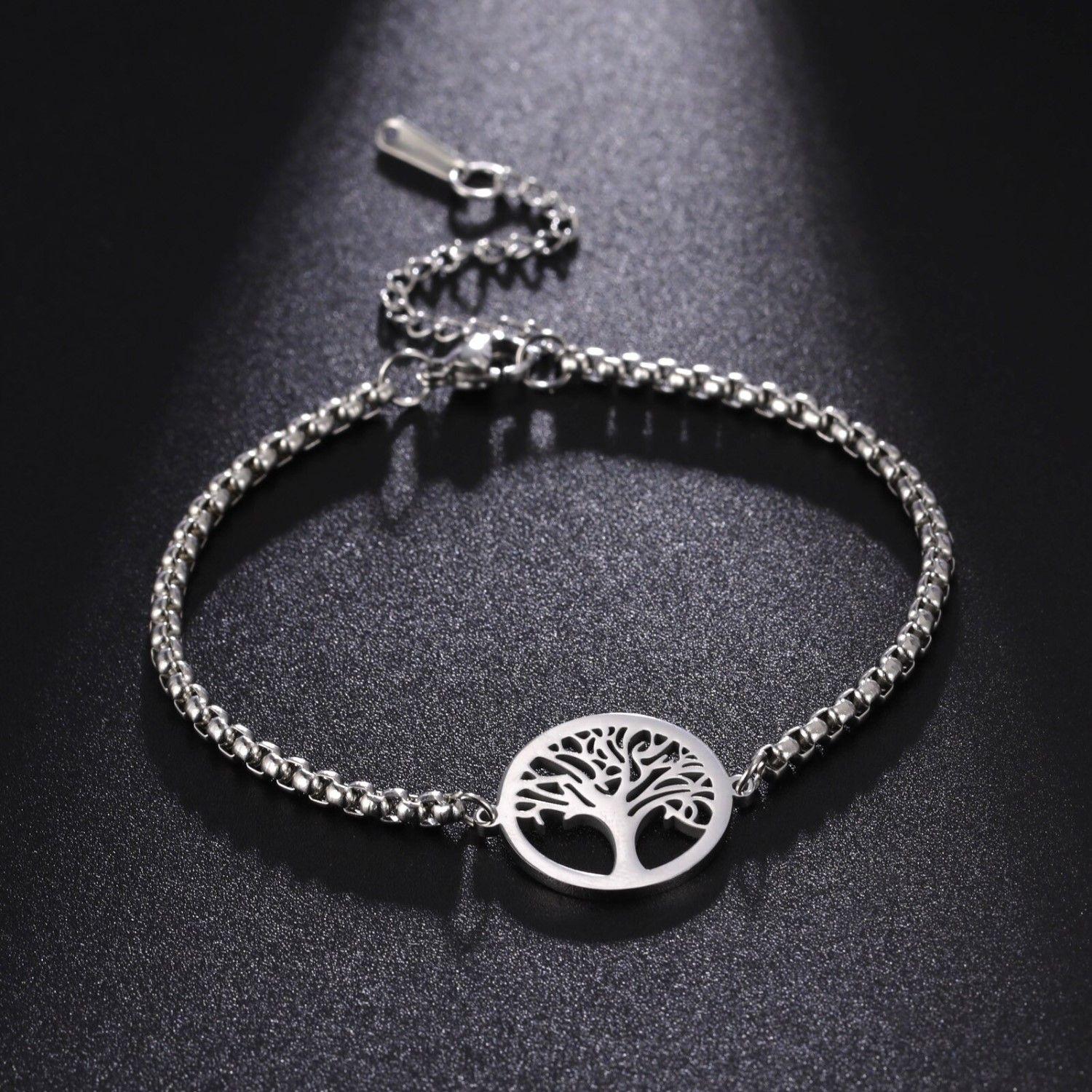Pulsera Arbol de la Vida Plateada Acero-2