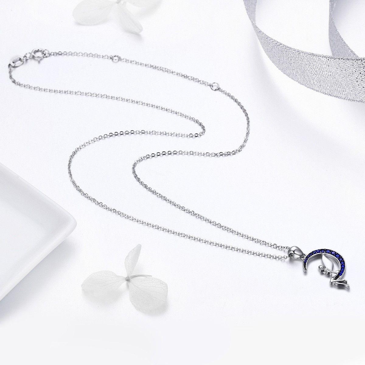 Collar Plata 925 Hada Luna Azul con Circones-1