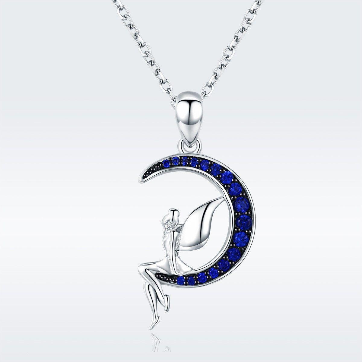 Collar Plata 925 Hada Luna Azul con Circones-2