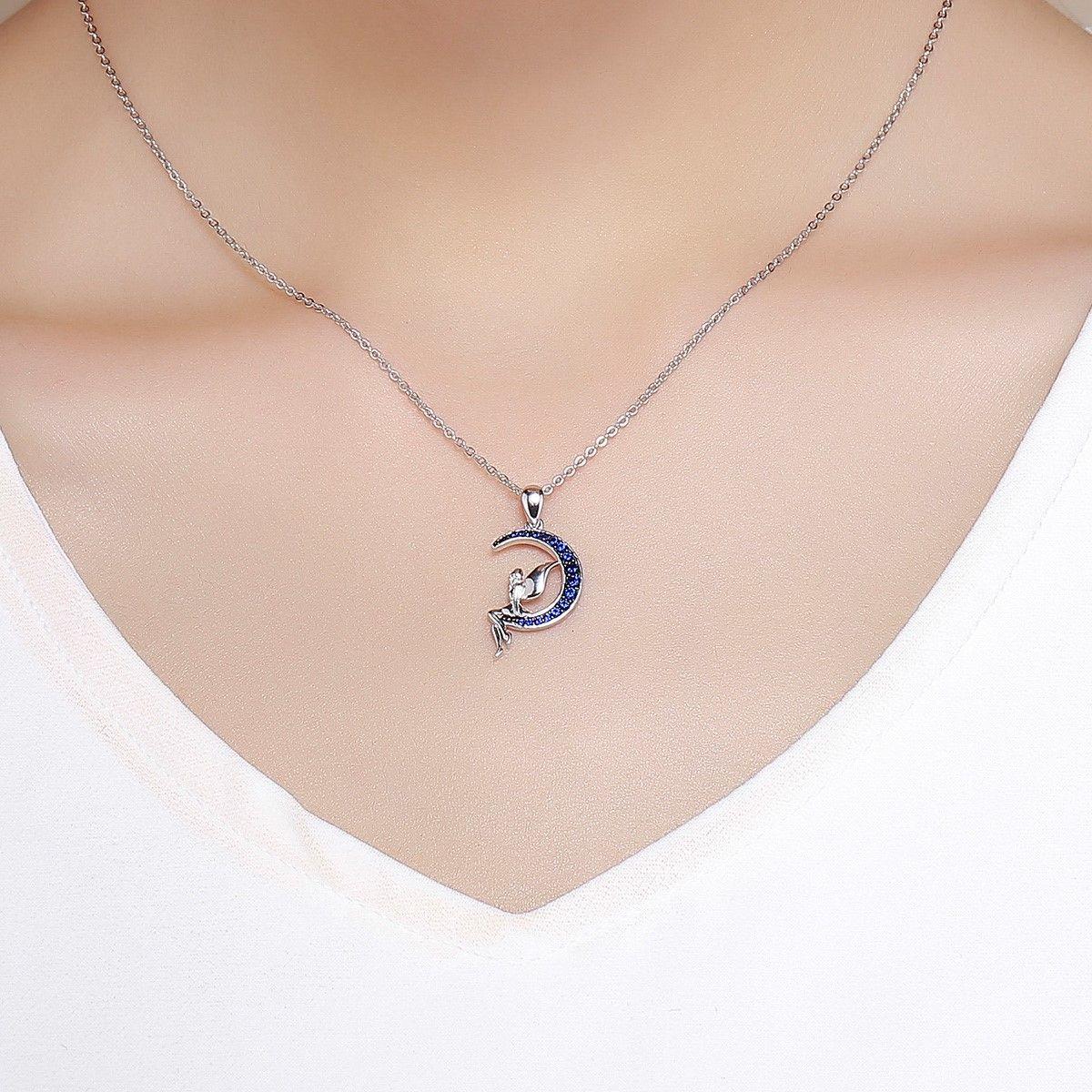 Collar Plata 925 Hada Luna Azul con Circones-3