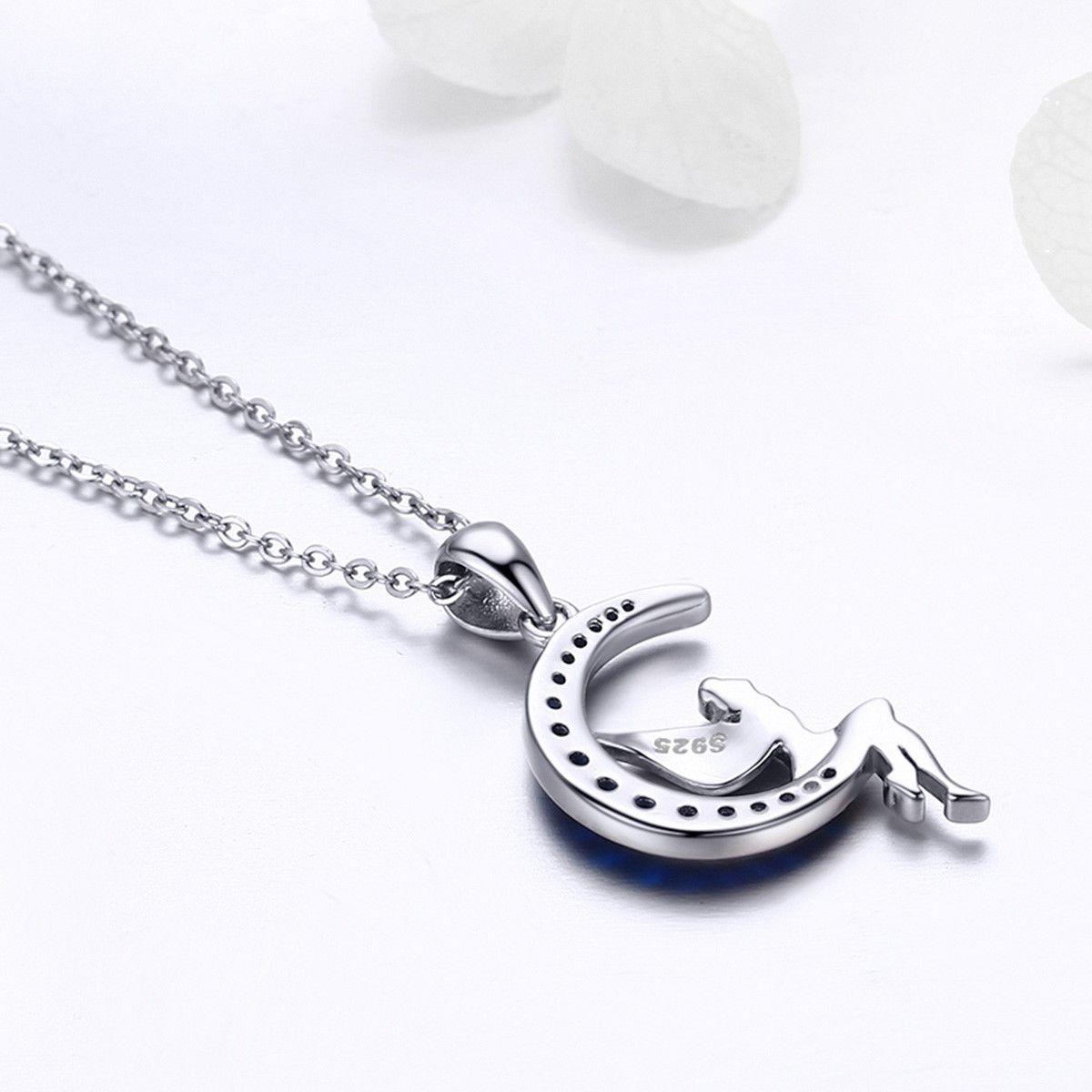 Collar Plata 925 Hada Luna Azul con Circones-6